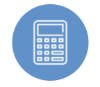blue circle white calculator icon