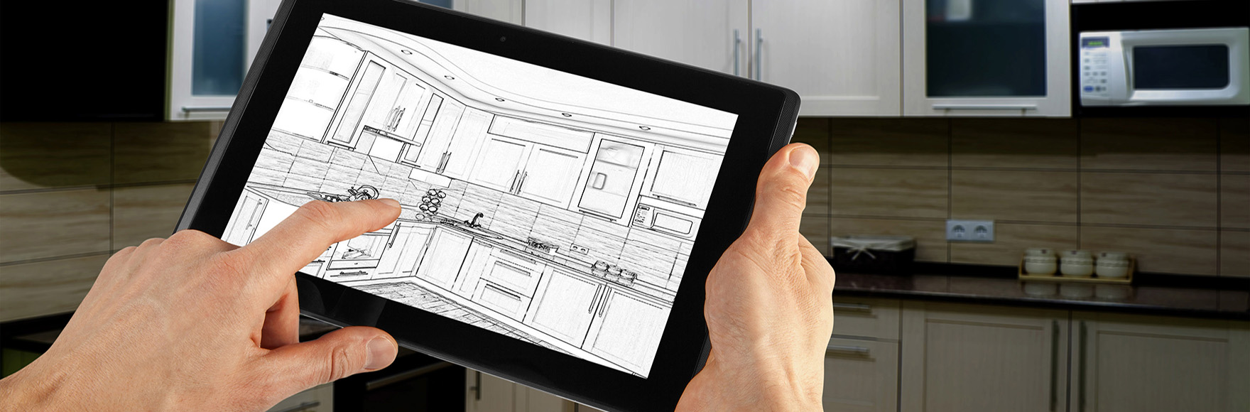 interior design blueprint on an iPad