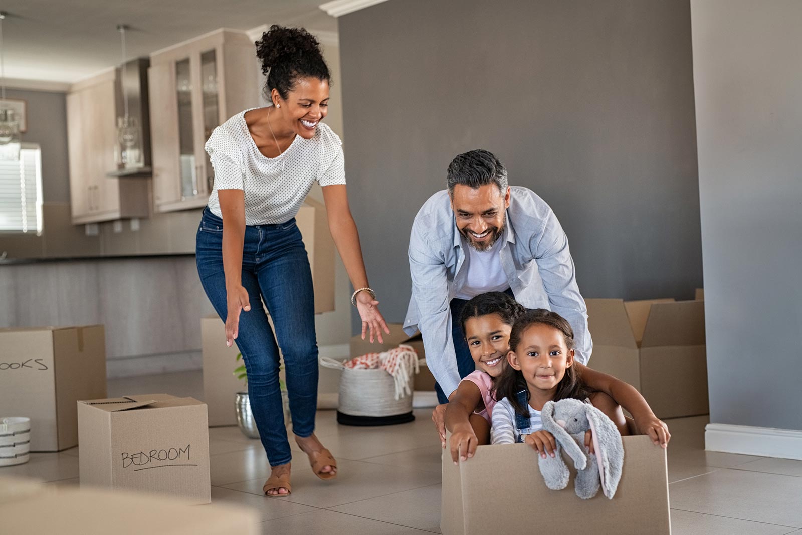 Family moving into a new house