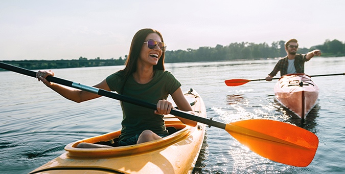 two people kayaking