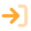 orange icon arrow pointing in a bracket