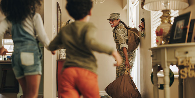 Veteran mom surprising her kids