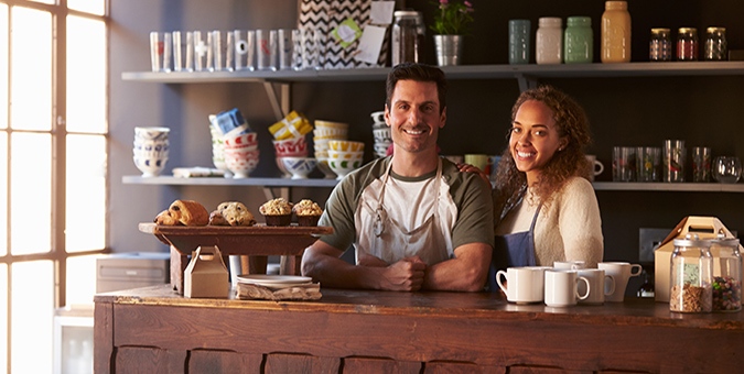 a couple and their coffee shop small business